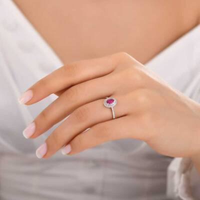 0,76 Karat Turmalin Stein Diamantring - 4