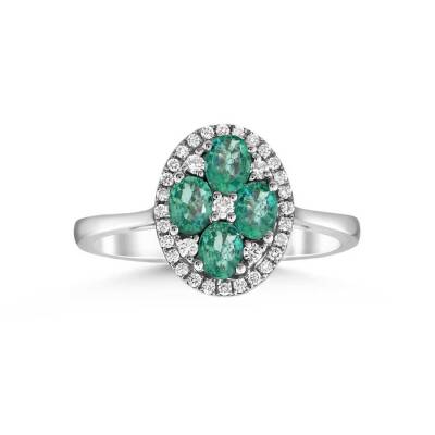 0,79 Karat Smaragd Diamantring - 1