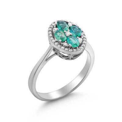 0,79 Karat Smaragd Diamantring - 2