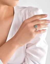 0,79 Karat Smaragd Diamantring - 4