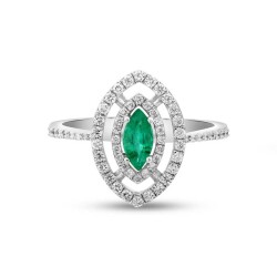 0,80 Karat Smaragd Diamantring - Star Pırlanta