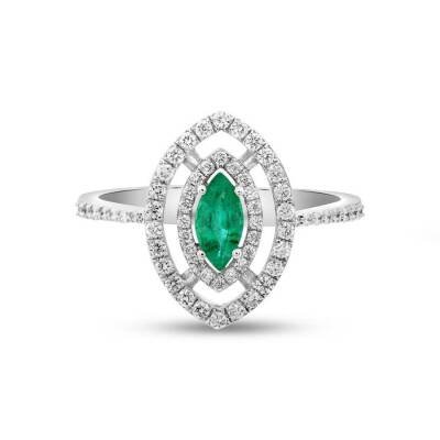 0,80 Karat Smaragd Diamantring - 1