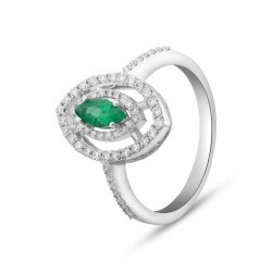 0,80 Karat Smaragd Diamantring - 2