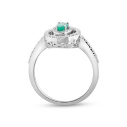 0,80 Karat Smaragd Diamantring - 3