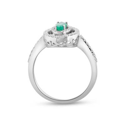 0,80 Karat Smaragd Diamantring - 3