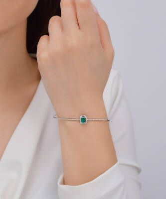 0,81 Karat Diamant Smaragd Armband - 4