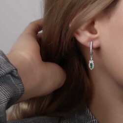 0,81 Karat Diamant Smaragd Ohrringe - 2