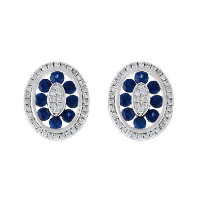 0,87 Karat Diamant Safir Ohrringe - 2