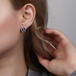 0,87 Karat Diamant Safir Ohrringe - 3