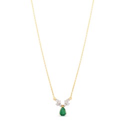 0,88 Karat Diamant Tropfen Smaragd Kette - Star Pırlanta