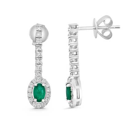 0,89 Karat Diamant Smaragd Ohrringe - 1