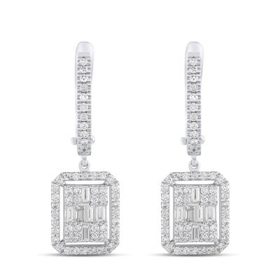 0,95 Karat Diamant Baguette Ohrringe - 2