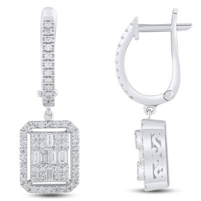 0,95 Karat Diamant Baguette Ohrringe - 3