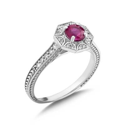 0,95 Karat Rubin Diamantring - 2