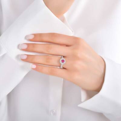 0,95 Karat Rubin Diamantring - 4