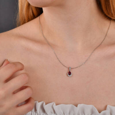 0,96 Karat Diamant Rubin Kette - 4