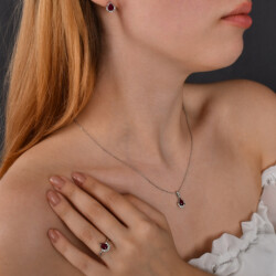 0,96 Karat Diamant Rubin Kette - 5