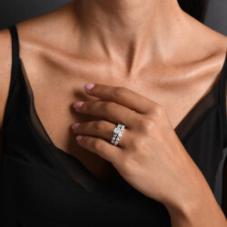 0,97 Karat Baguette Invisible Twins Diamantring - 4