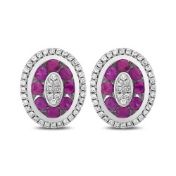 0,97 Karat Diamant Rubin Ohrringe - 2