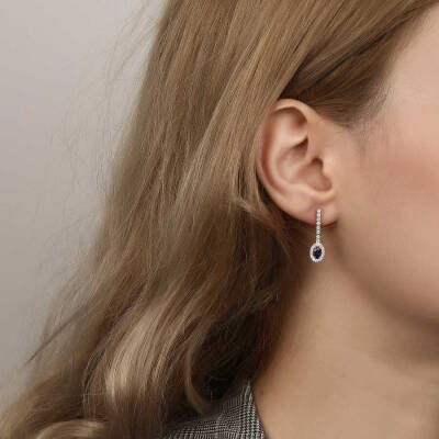 1.01 Karat Diamant Safir Ohrringe - 3