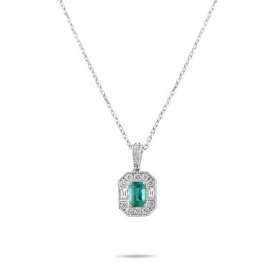 1,01 Karat Diamant Smaragd Kette - 1