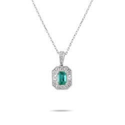 1,01 Karat Diamant Smaragd Kette - 2