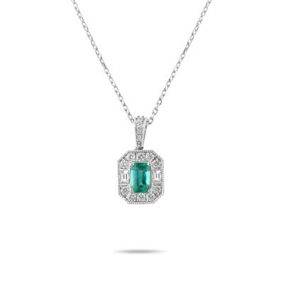 1,01 Karat Diamant Smaragd Kette - 2