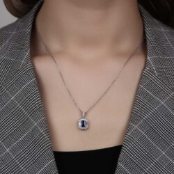 1,04 Karat Diamant Safir Kette - 3