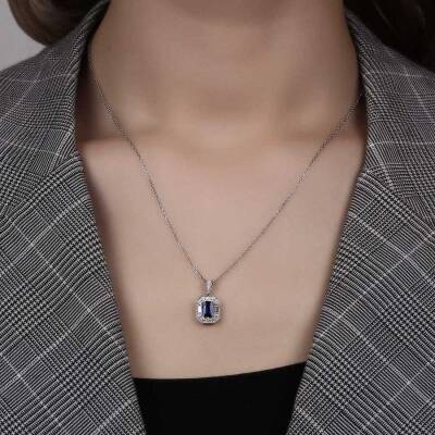 1,04 Karat Diamant Safir Kette - 3