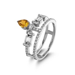 1,06 Karat Turmalin Stein Baguette Diamantring - 2