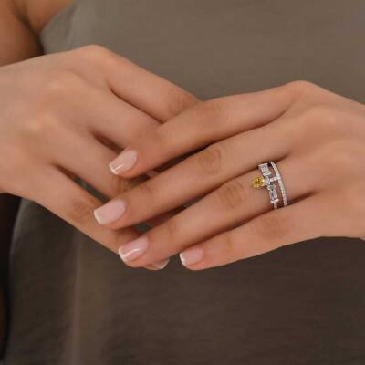 1,06 Karat Turmalin Stein Baguette Diamantring - 4