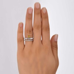 1,06 Karat Turmalin Stein Baguette Diamantring - 5