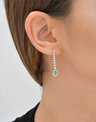 1,09 Karat Diamant Smaragd Ohrringe - 4