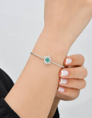 1,23 Karat Diamant Smaragd Armband - 4