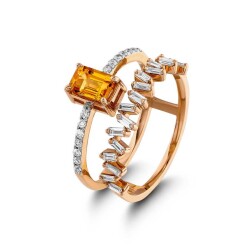 1,26 Karat Turmalin Stein Baguette Diamantring - 2