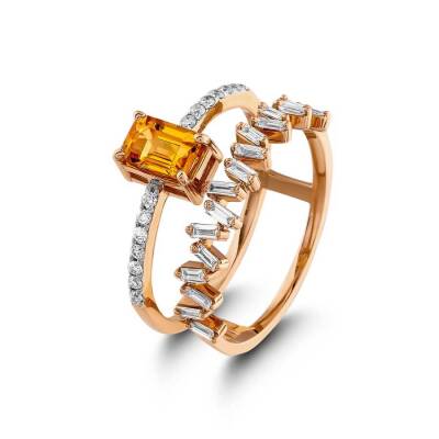 1,26 Karat Turmalin Stein Baguette Diamantring - 2