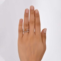 1,26 Karat Turmalin Stein Baguette Diamantring - 4