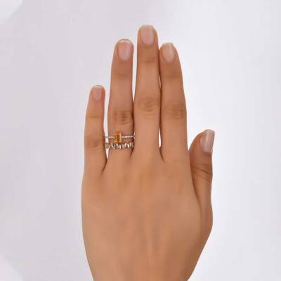 1,26 Karat Turmalin Stein Baguette Diamantring - 4