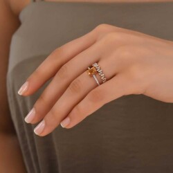 1,26 Karat Turmalin Stein Baguette Diamantring - 5