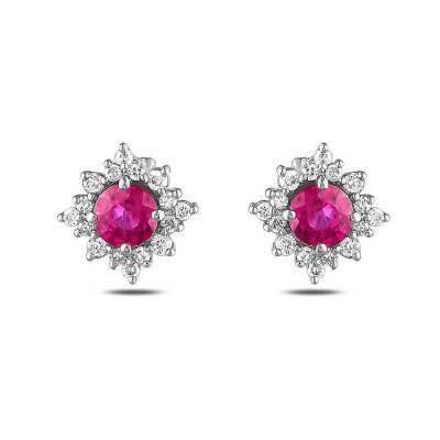 1,36 Karat Diamant Rubin Ohrringe - 2