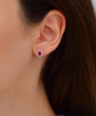 1,36 Karat Diamant Rubin Ohrringe - 4