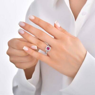 1,40 Karat Rubin Diamantring - 4