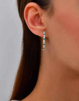 1,41 Karat Diamant Smaragd Ohrringe - 4