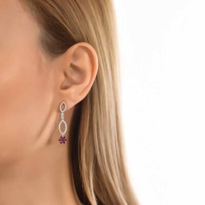 1,42 Karat Diamant Rubin Ohrringe - 4