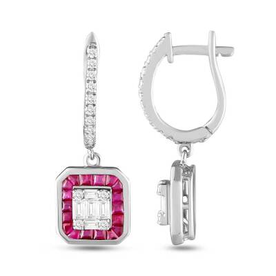 1,43 Karat Diamant Rubin Ohrringe - 1