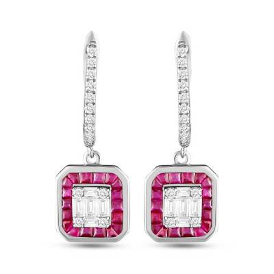 1,43 Karat Diamant Rubin Ohrringe - 2