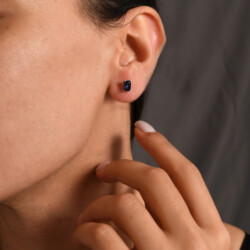 1,44 Karat Baguette Kesim Safir Ohrringe - 4