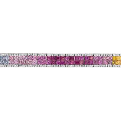 14,59 Karat Diamant Multicolor Safir Armband - 1