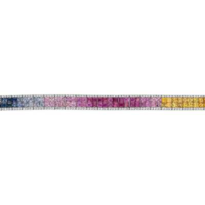 14,59 Karat Diamant Multicolor Safir Armband - 3