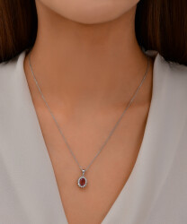 1,46 Karat Diamant Rubin Kette - 4